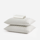 Salvia Reversible Cotton Mist  Fitted Sheet Set Light Sage - Off White