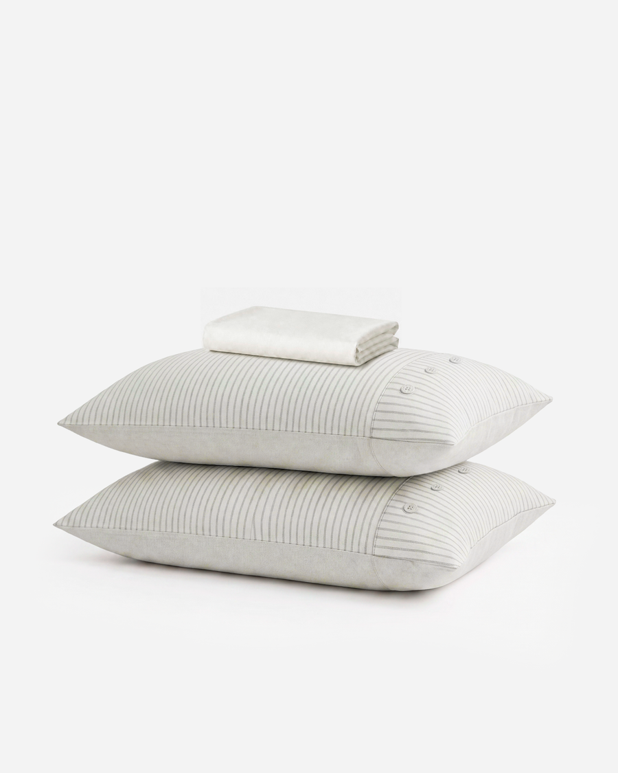 Image of Salvia Reversible Cotton Mist  Fitted Sheet Set