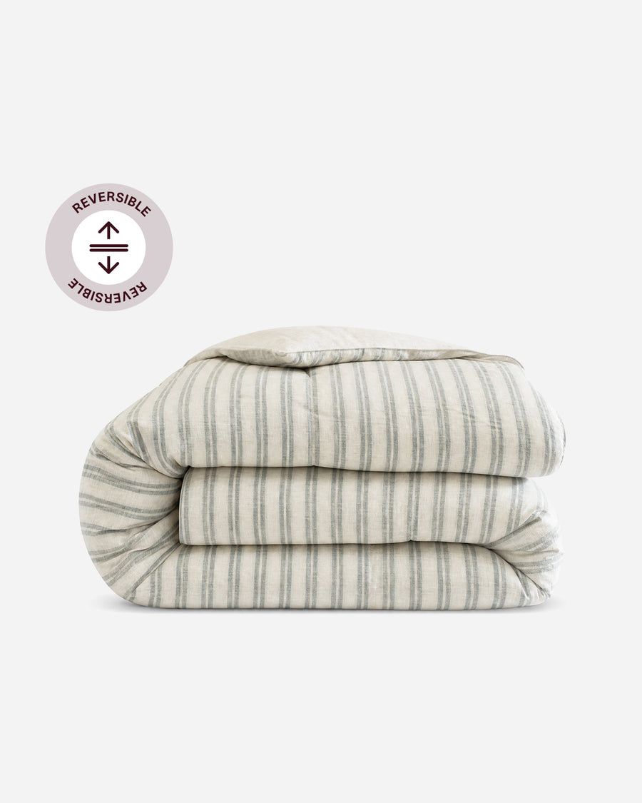 Salvia Reversible Cotton Mist Duvet Cover Light Sage - Off White