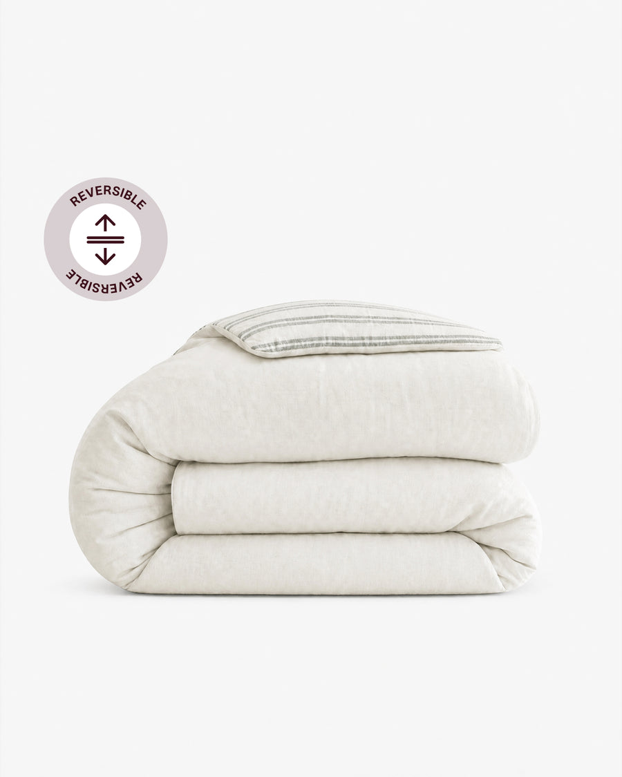 Salvia Reversible Cotton Mist Duvet Cover Light Sage - Off White
