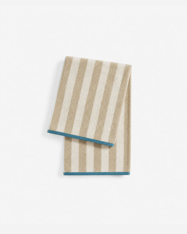 Serena Reversible Stripe Beach Towel Taupe - Off White