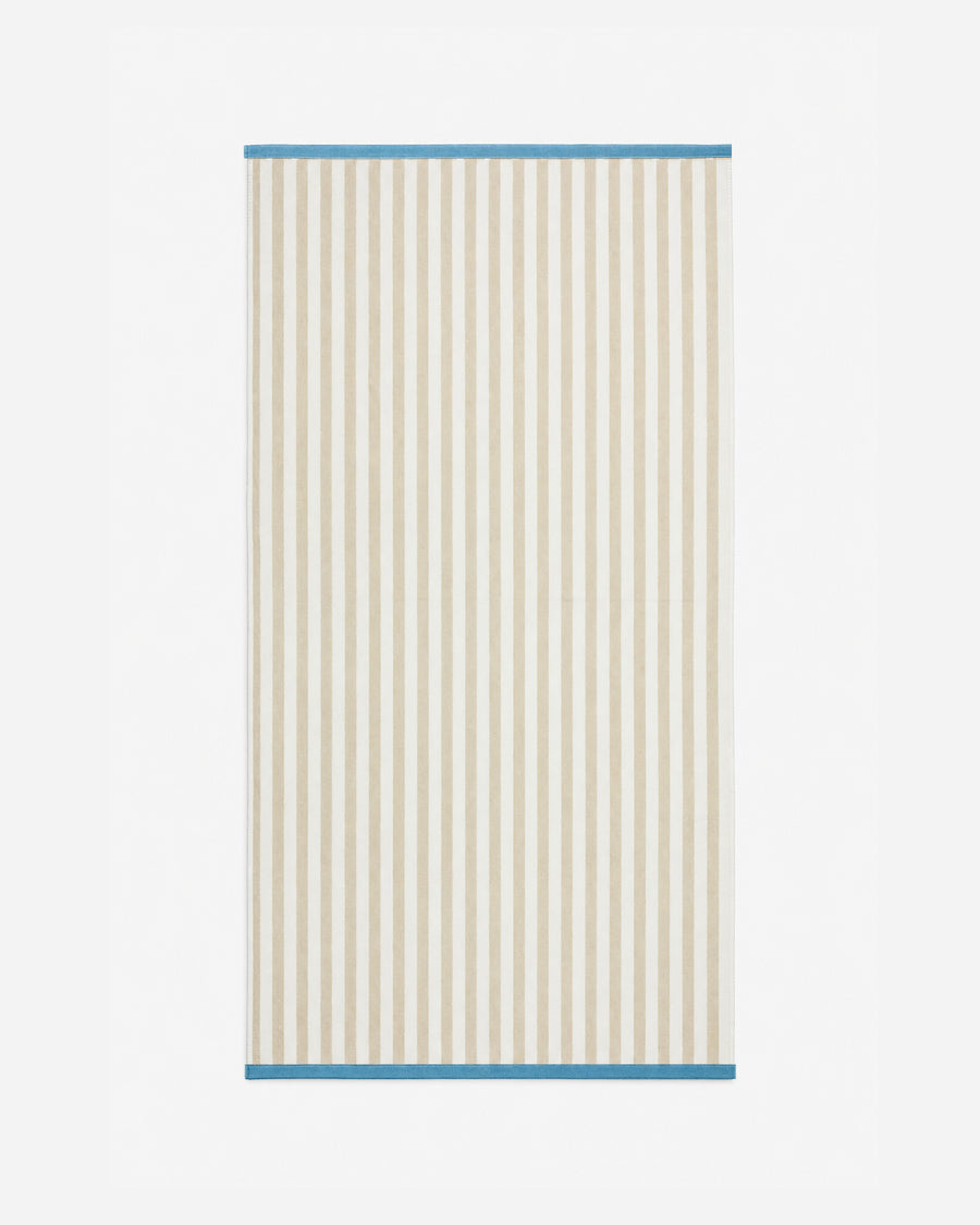 Serena Reversible Stripe Beach Towel Taupe - Off White