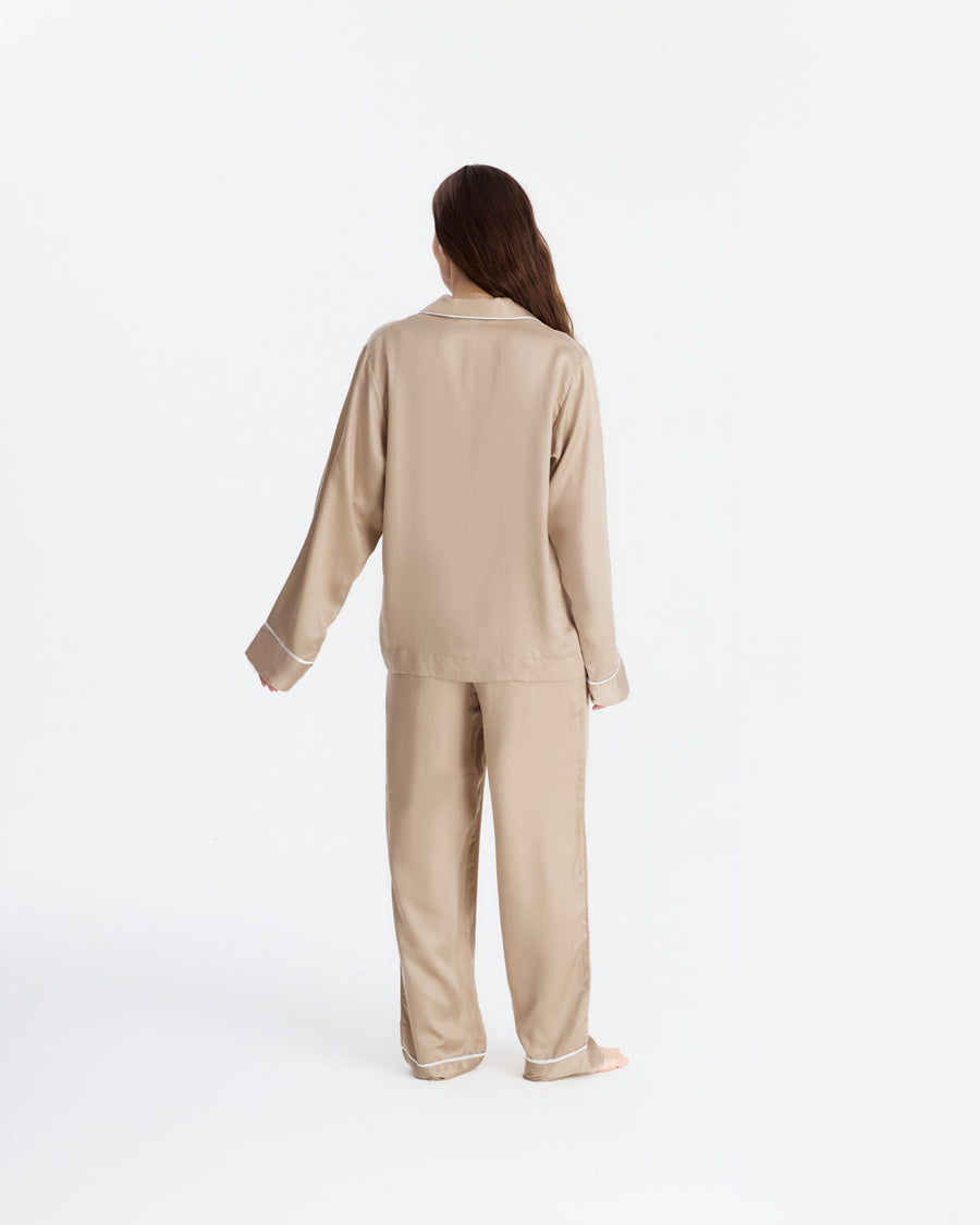 Sunday-Citizen_Silky-Lyocell-Long-PJ Set Biscotti