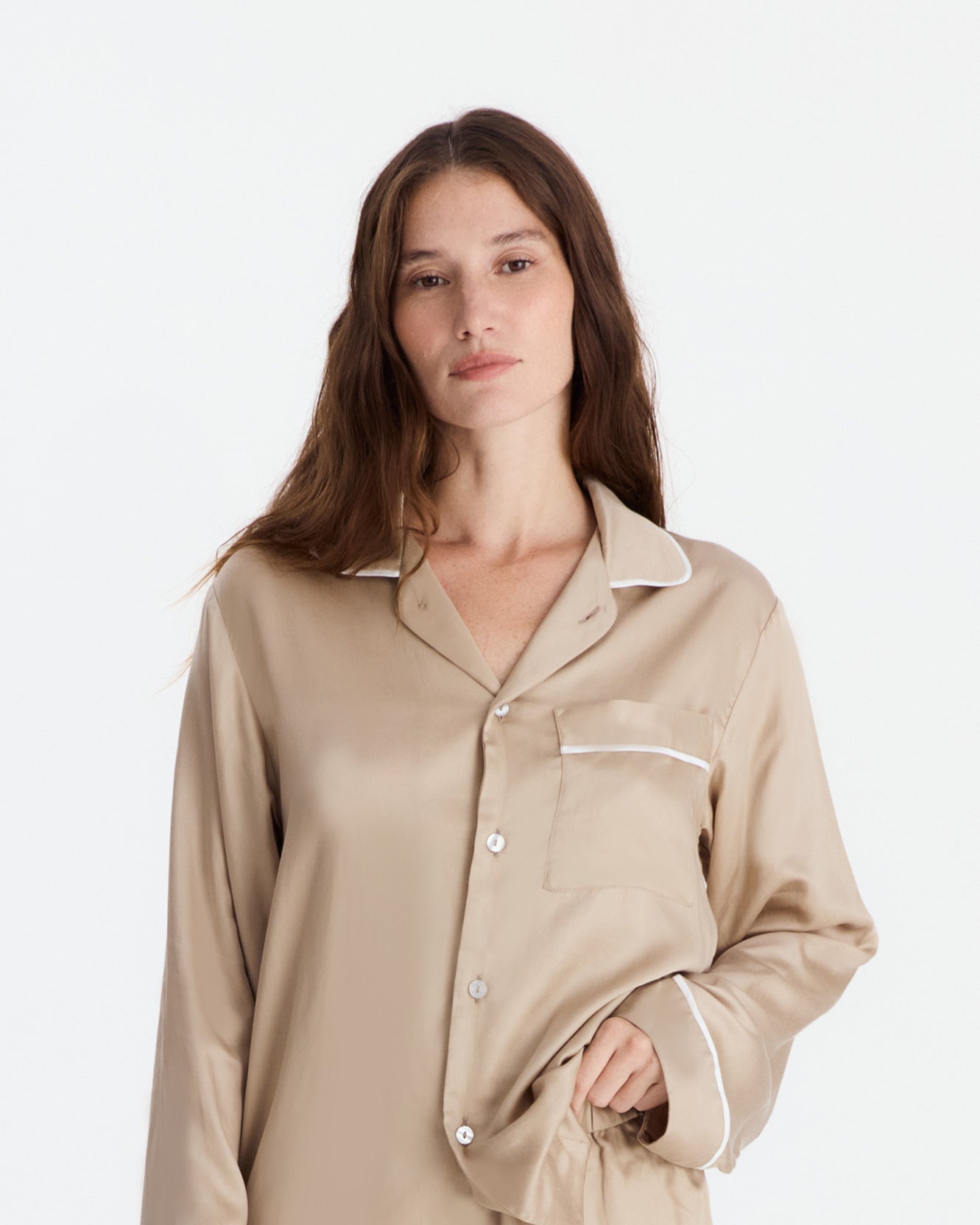 Sunday-Citizen_Silky-Lyocell-Long-PJ Set Biscotti
