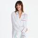 Sunday Citizen Silky Lyocell Mare Long PJ Set Misty Blue - White