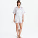 Sunday Citizen Silky Lyocell Mare Short PJ Set Misty Blue - White