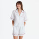 Sunday Citizen Silky Lyocell Mare Short PJ Set Misty Blue - White
