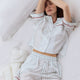 Sunday Citizen Silky Lyocell Mare Short PJ Set Misty Blue - White