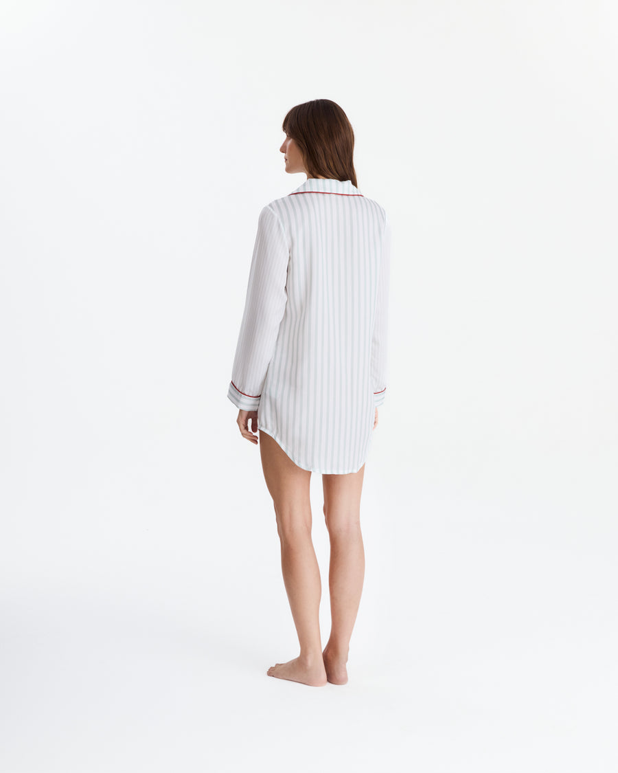 Sunday Citizen Silky Lyocell Mare Sleepshirt Misty Blue - White