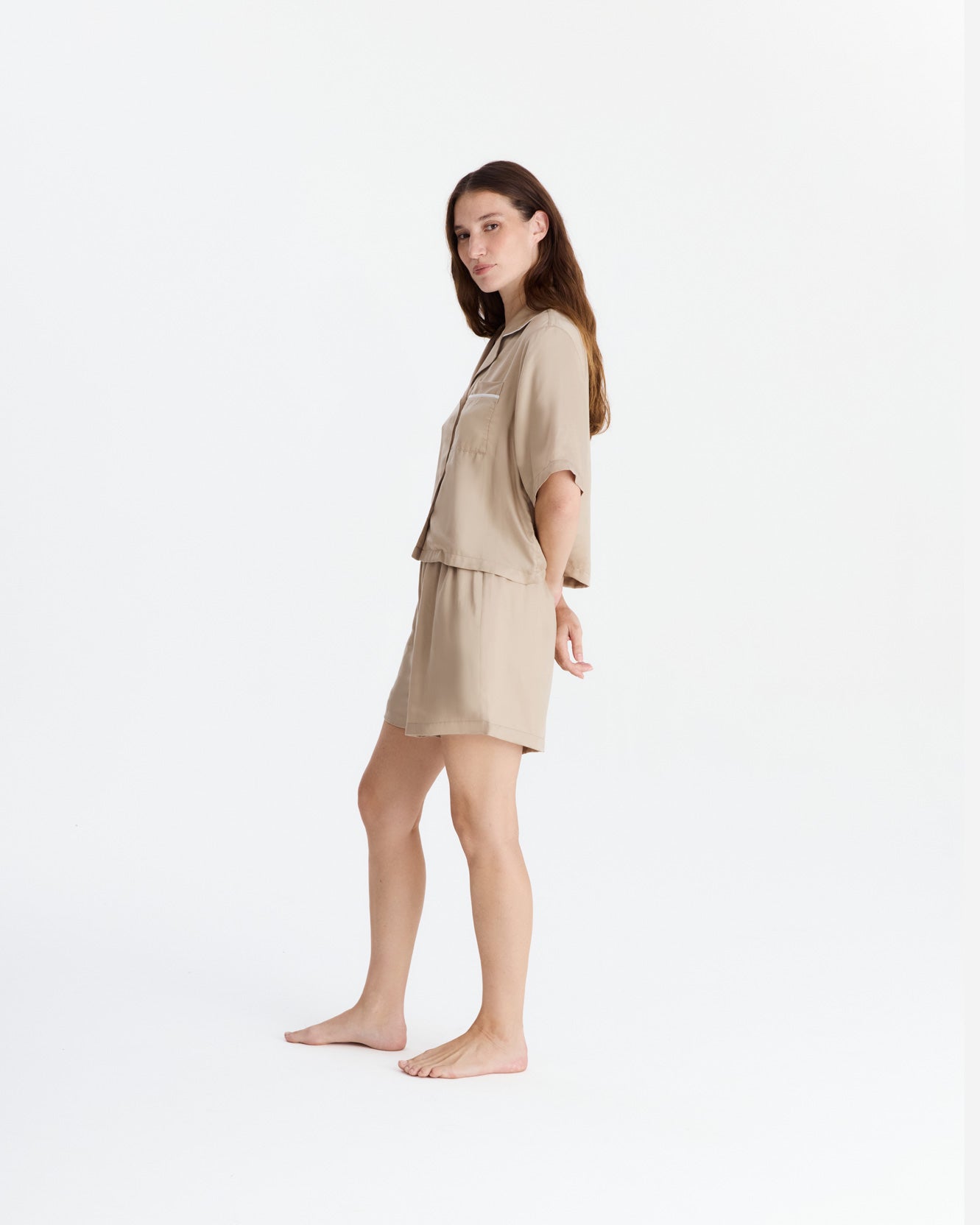 Sunday-Citizen_Silky-Lyocell-Short-PJ-Set Biscotti 