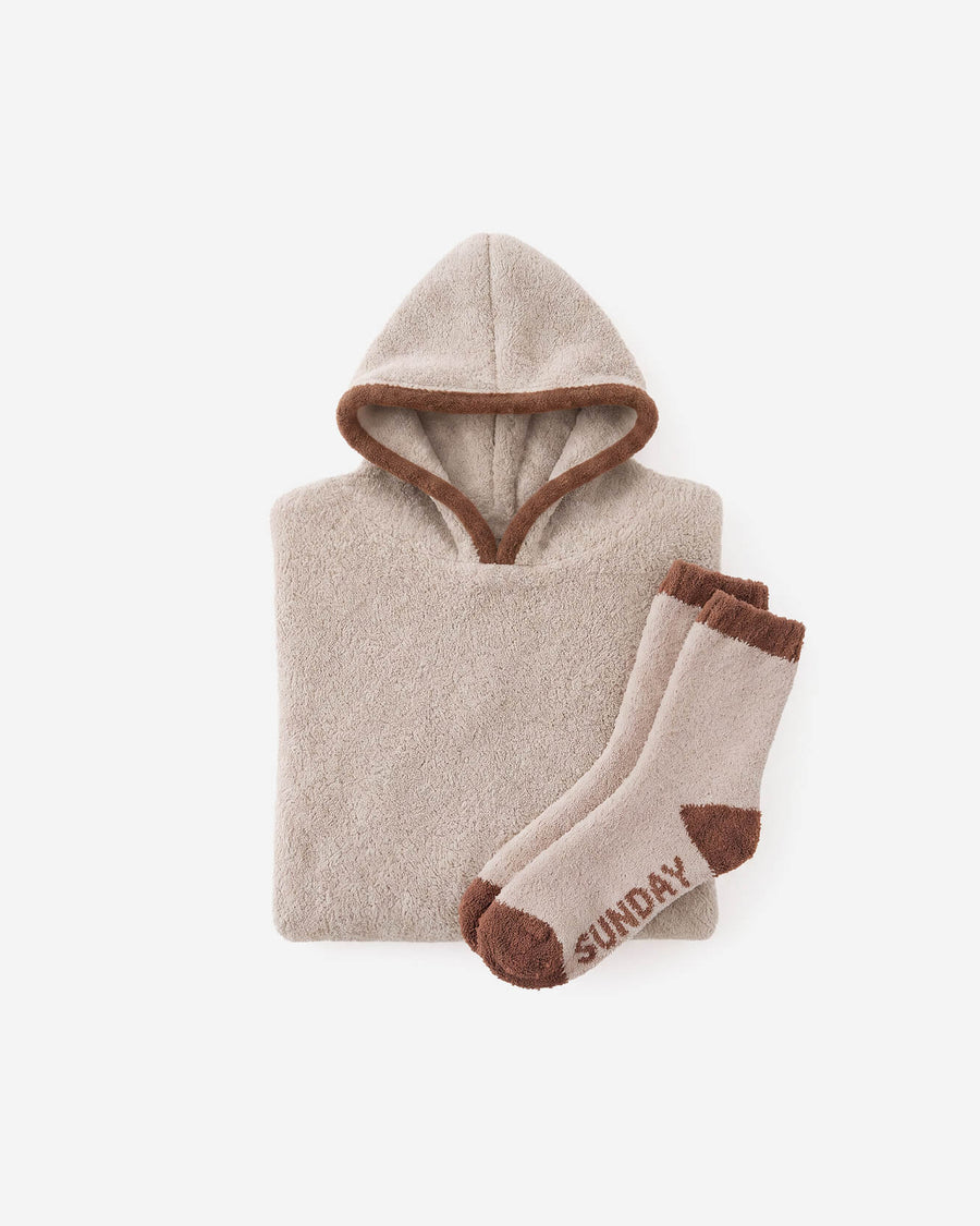 Snug Blanket Hoodie with Piping + Socks Bundle Vanilla - Sienna