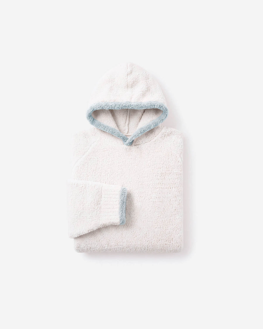 Snug Blanket Hoodie with Piping Off white - Misty Blue