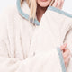 Snug Blanket Hoodie with Piping Off white - Misty Blue