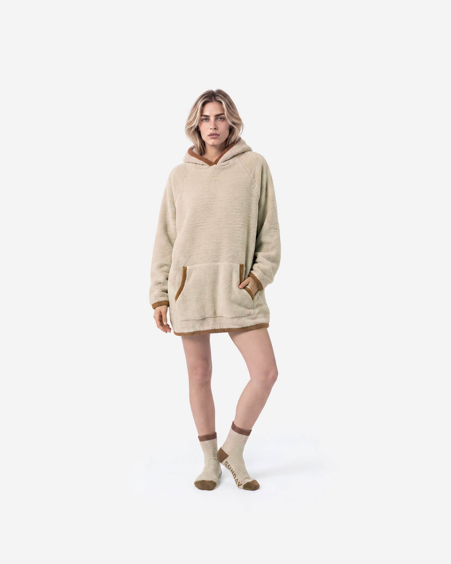 Snug Blanket Hoodie with Piping Vanilla - Sienna