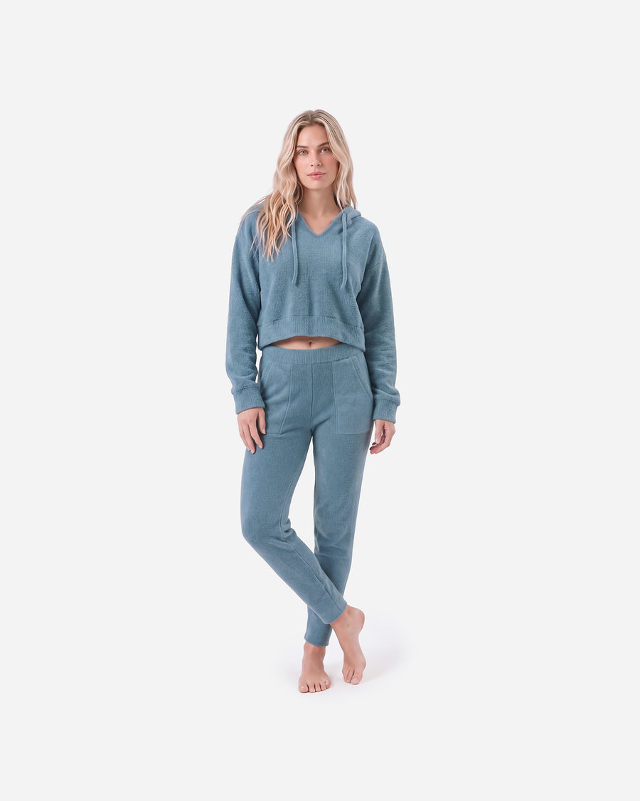 Snug Lite Cropped Hoodie + Jogger Set Antique Blue