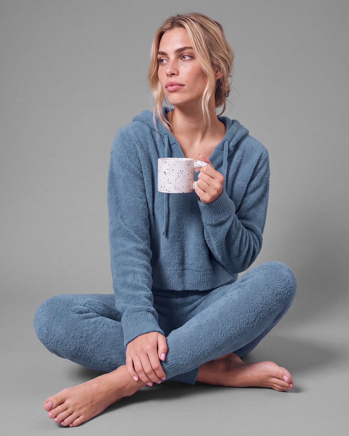 Snug Lite Cropped Hoodie + Jogger Set Antique Blue