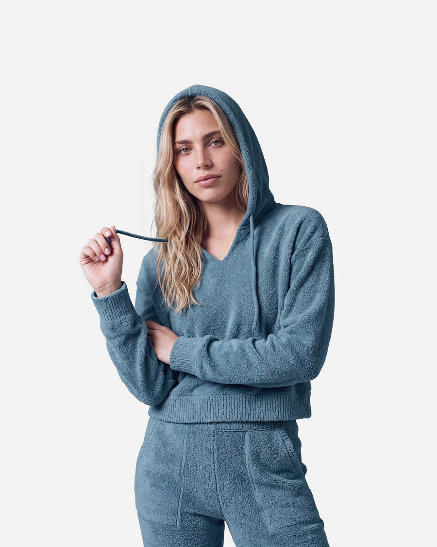 Snug Lite Cropped Hoodie Antique Blue