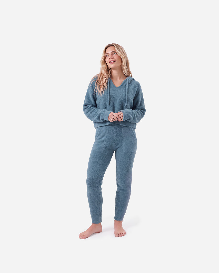 Snug Lite Cropped Hoodie Antique Blue