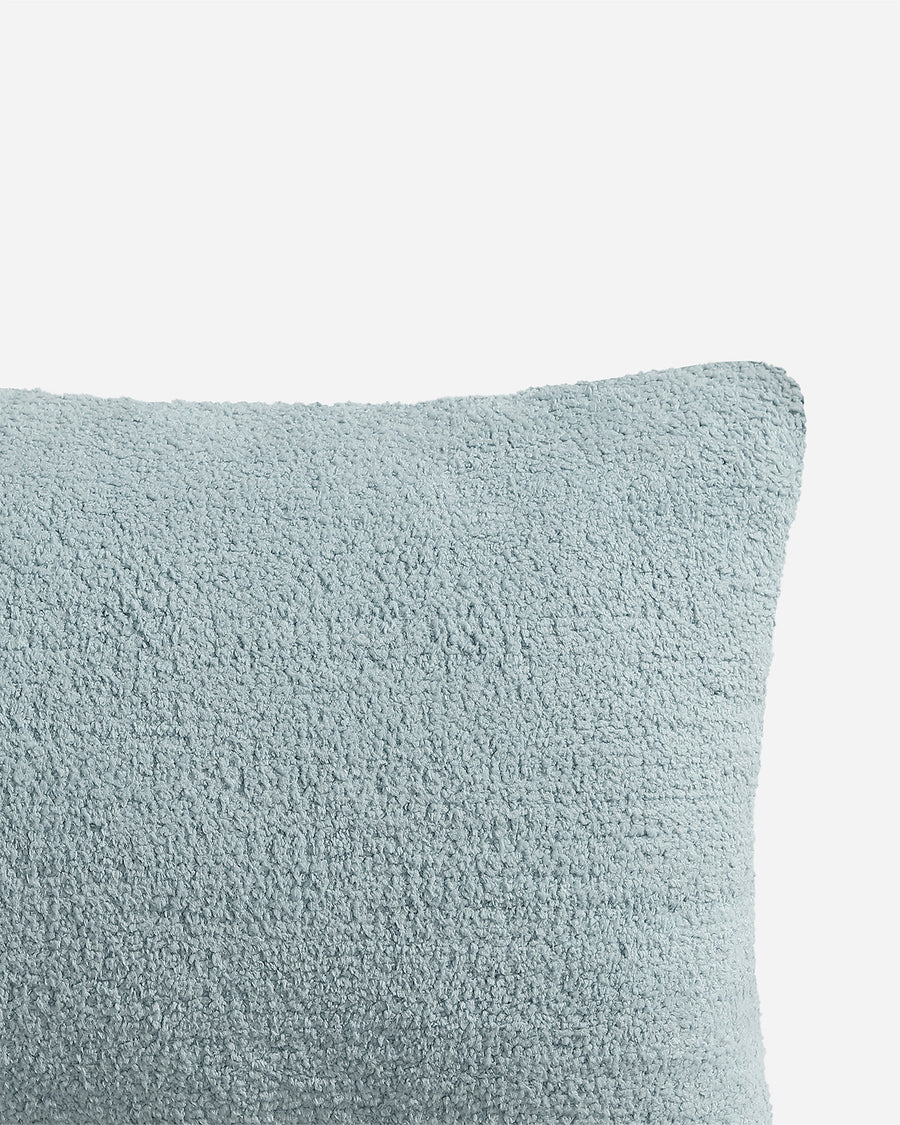 Sunday Citizen Snug Lumbar Pillow in Misty Blue close-up of soft fabric texture