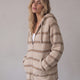 Snug Striped Zip Blanket Hoodie Sahara Tan - Cloud Grey