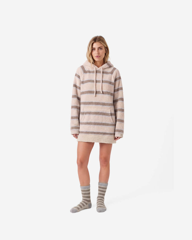 Snug Striped Blanket Hoodie + Socks Bundle Sahara Tan - Cloud Grey
