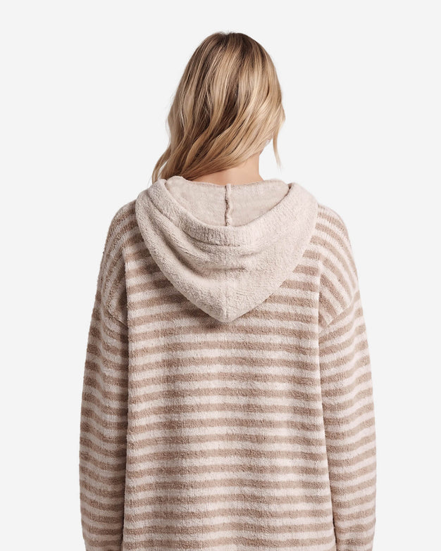 Snug Striped Blanket Hoodie Sahara Tan - Cloud Grey