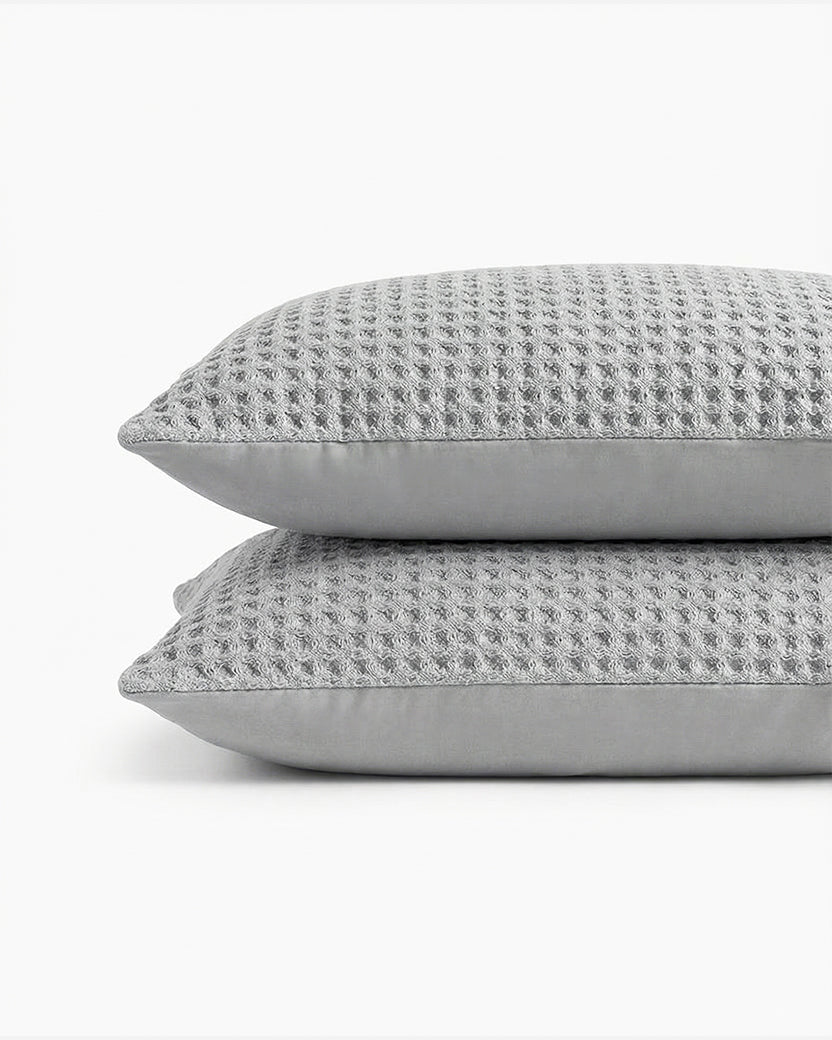 Sunday Citizen Snug Waffle Bamboo Sham Set in Cloud Gray