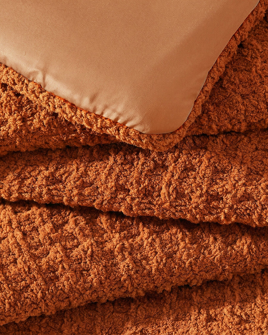 Sunday Citizen Snug Waffle Comforter in Cinnamon Stick close-up of soft fabric texture