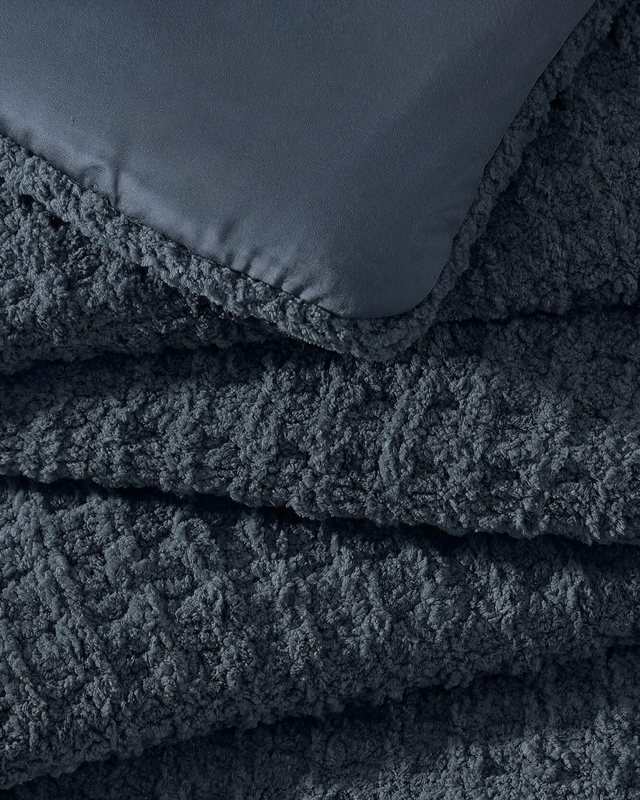 Sunday Citizen Snug Waffle Comforter in Midnight close-up of soft fabric 