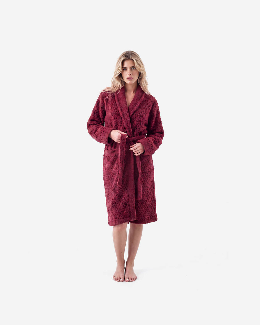 Snug Waffle Robe Deep Burgandy