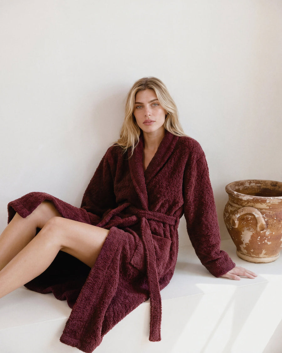 Snug Waffle Robe Deep Burgandy