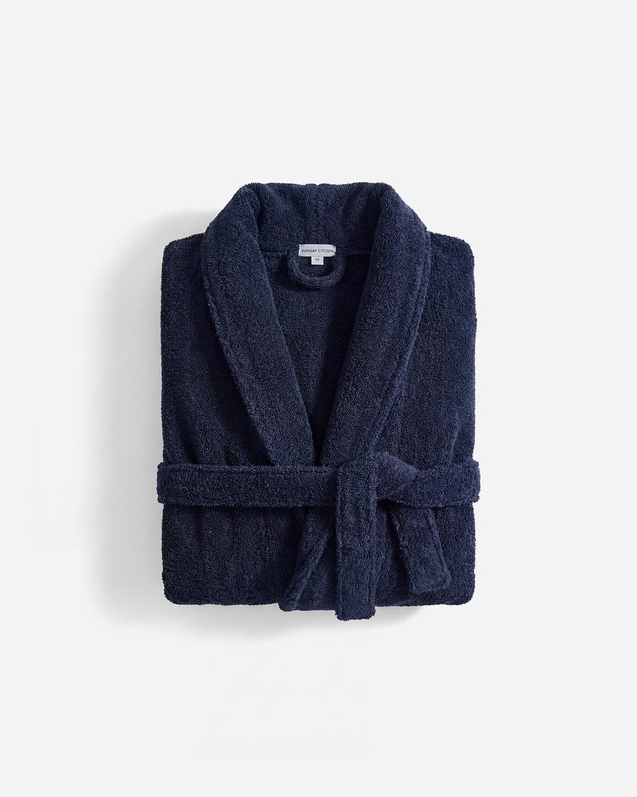 Sunday Citizen Spa Cotton Bathrobe in Baritone Blue