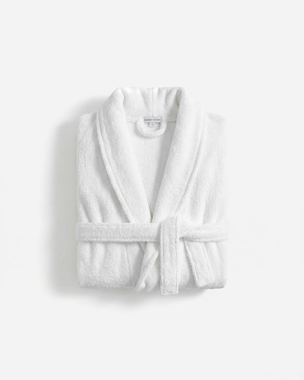 Sunday Citizen Spa Cotton Bathrobe in Clear White 