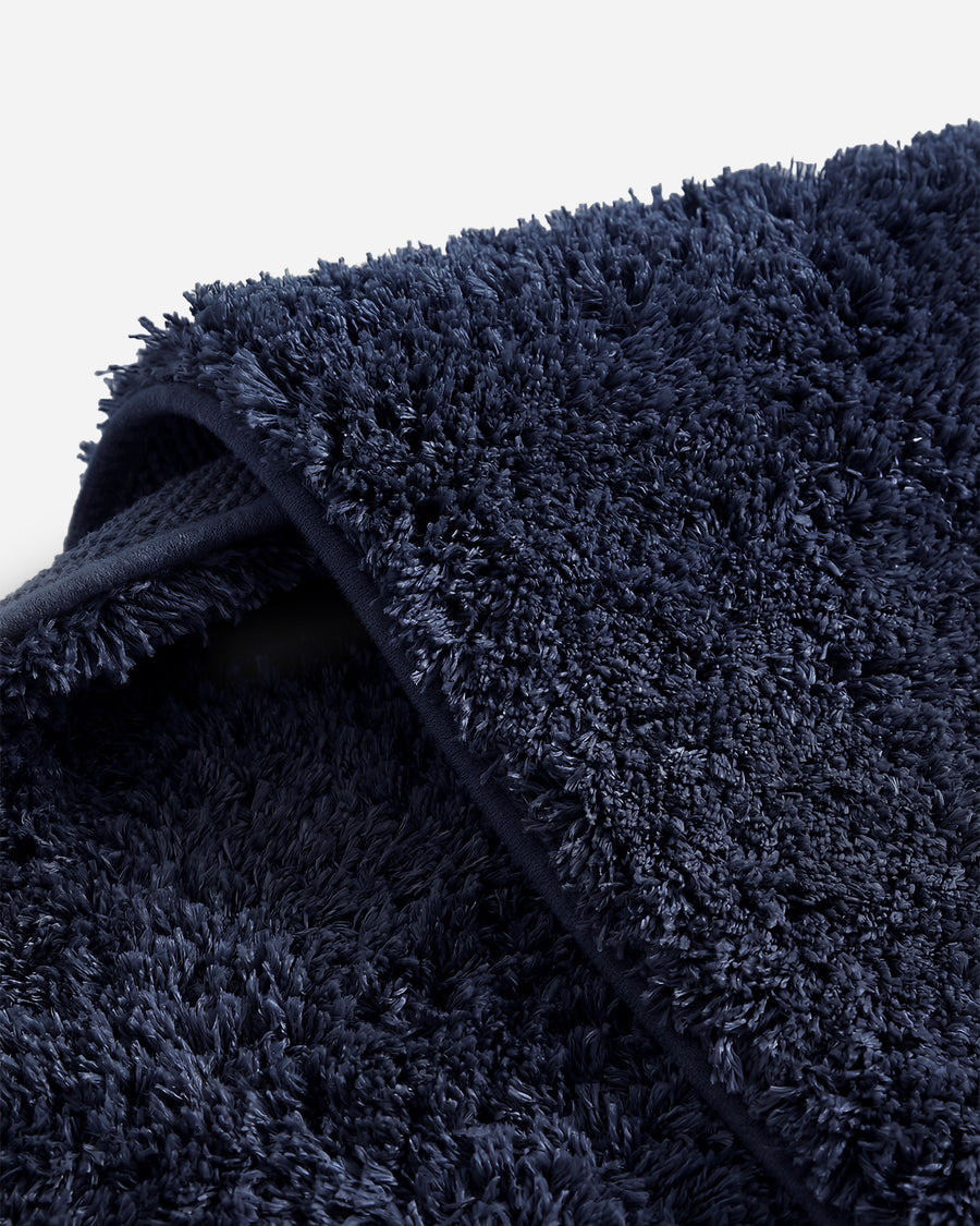 Sunday Citizen Spa Cotton Rug in Baritone Blue close-up of soft fabric texture