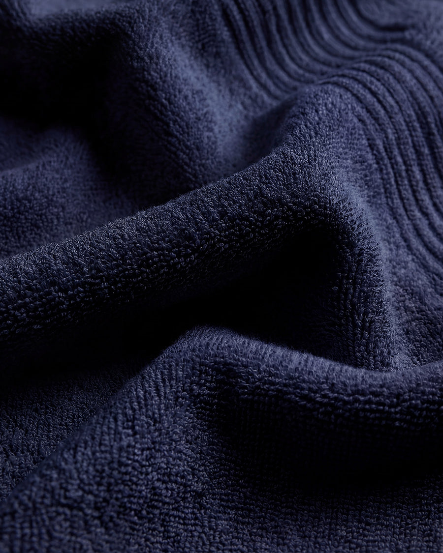Sunday Citizen Spa Cotton Towel Set in Baritone Blue close-up of soft fabric texture