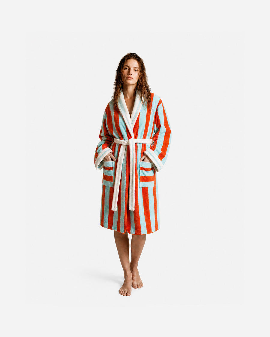 Spritz Reversible Short Beach Terry Robe Off White - Aperol