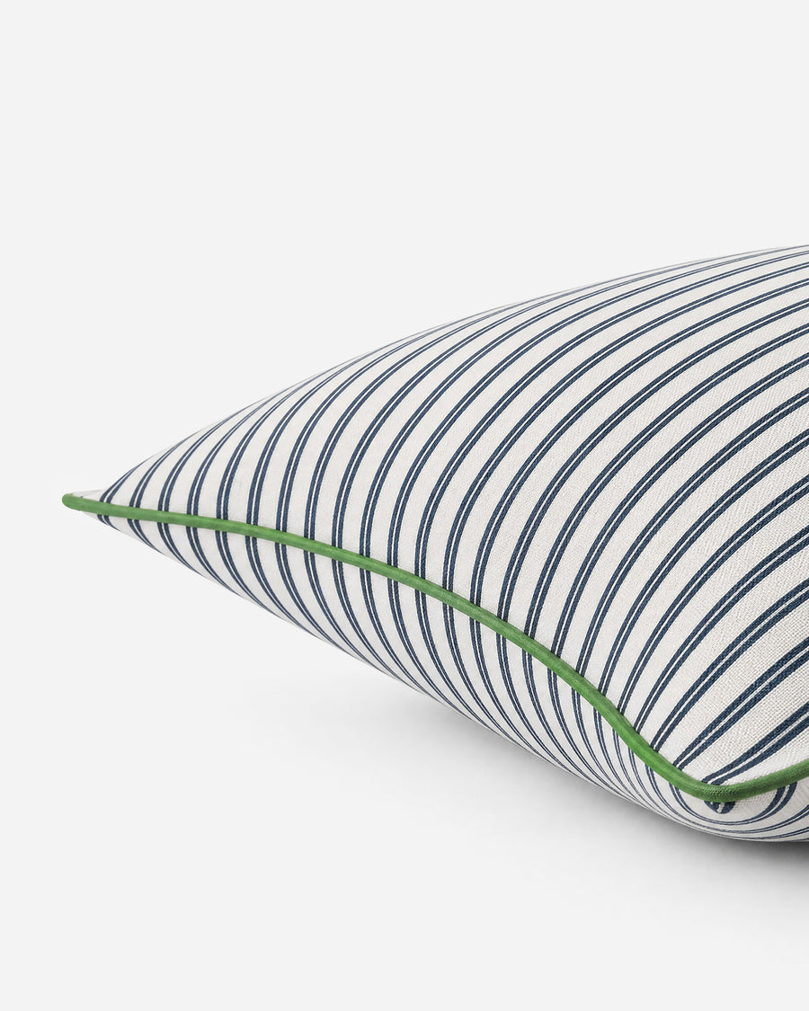 sunday Citizen Striped Outdoor Small Lumbar Pillow Midnight - Off White