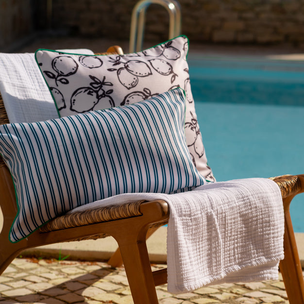 Sunday Citizen Lemone Outdoor Throw Pillow in Midnight - White