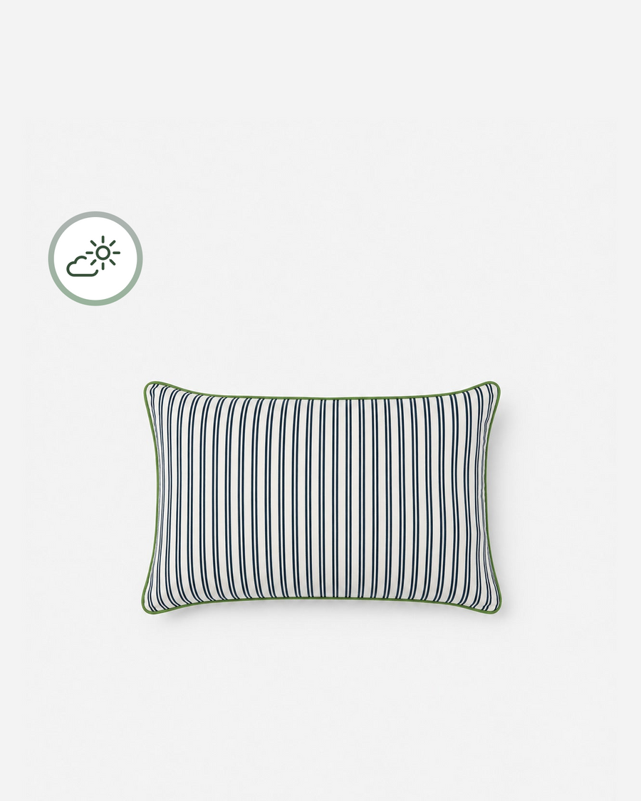 sunday Citizen Striped Outdoor Small Lumbar Pillow Midnight - Off White
