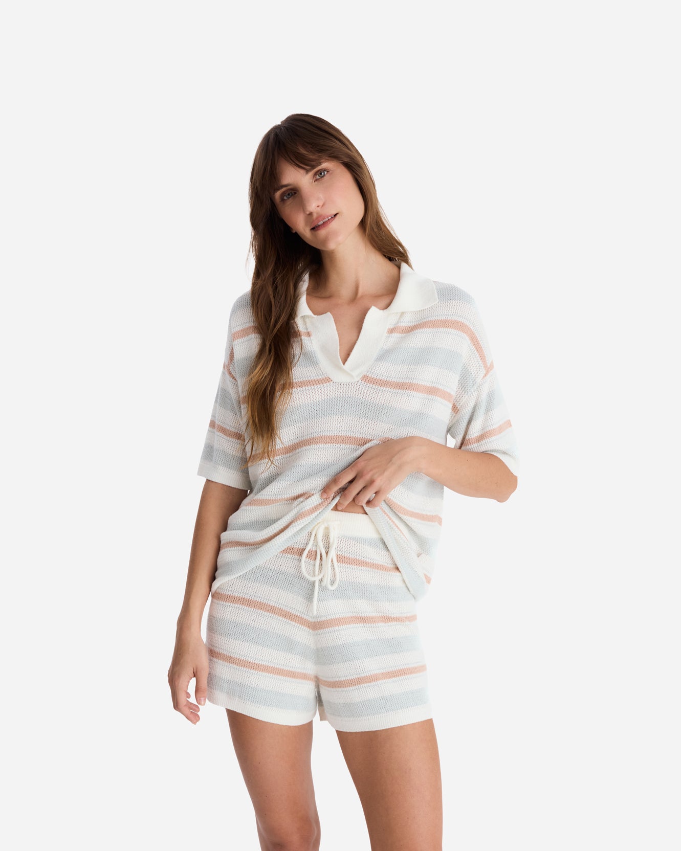Sunday Citizen Striped Cloud Cool Crochet Lido Off White - Misty Blue