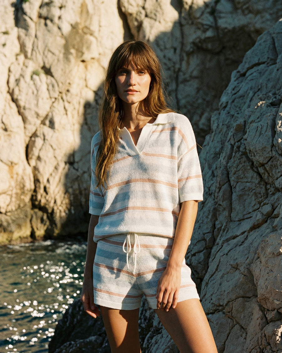 Sunday Citizen Striped Cloud Cool Crochet Lido Off White - Misty Blue