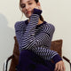Sunday Citizen Striped Cloud Cool Light Cropped Sweater Off White - Marine Blue