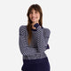 Sunday Citizen Striped Cloud Cool Light Cropped Sweater Off White - Marine Blue