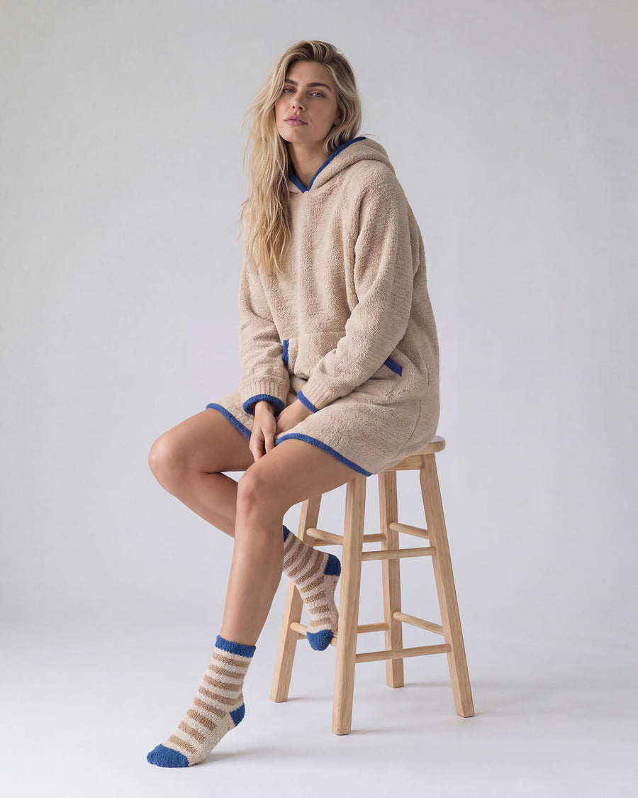 Snug Striped Socks Biscotti - Blue