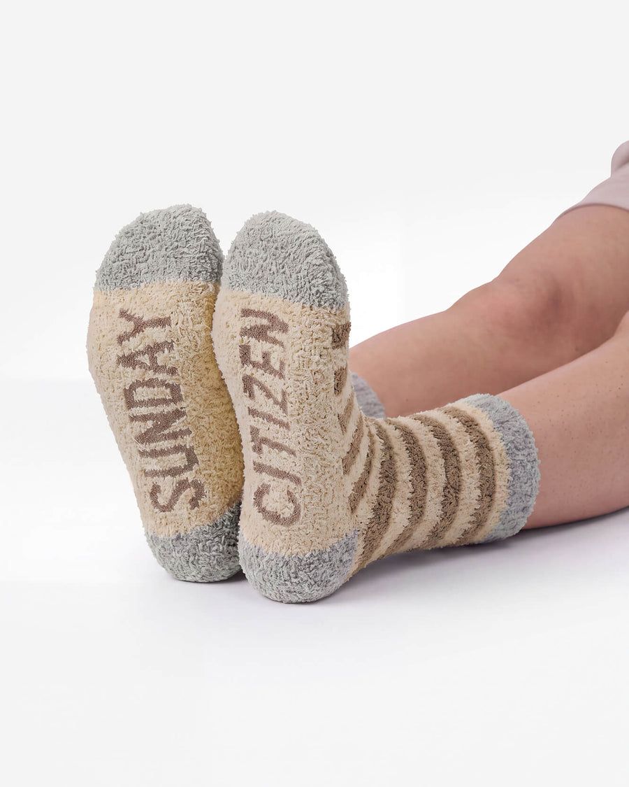 Snug Striped Socks Sahara Tan - Cloud Grey