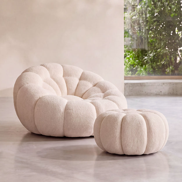Sunday Chair Ottoman Set beige