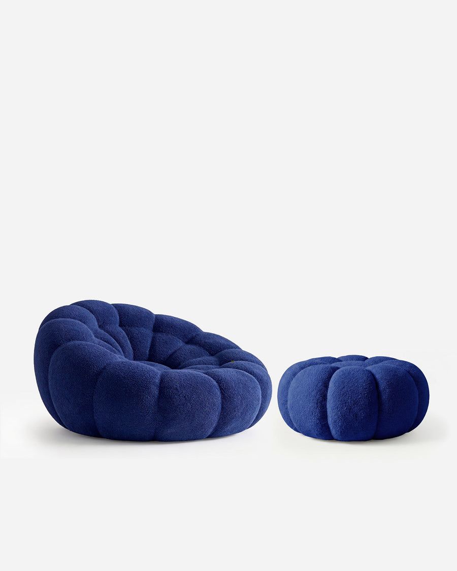 Sunday Chair Ottoman Set Dark Blue