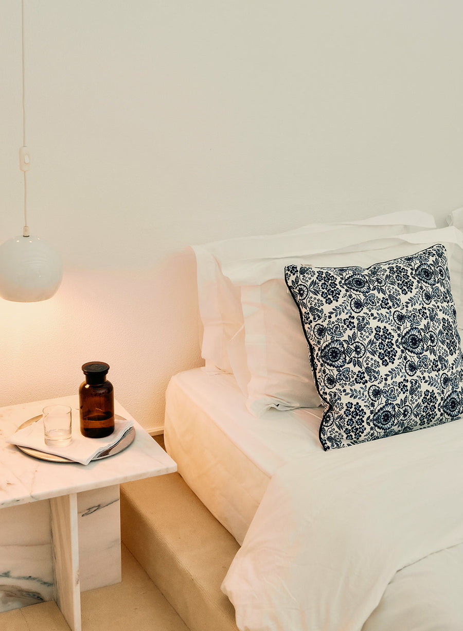 Sunday Citizen Tile Throw Pillow in Classic Blue - Ivory