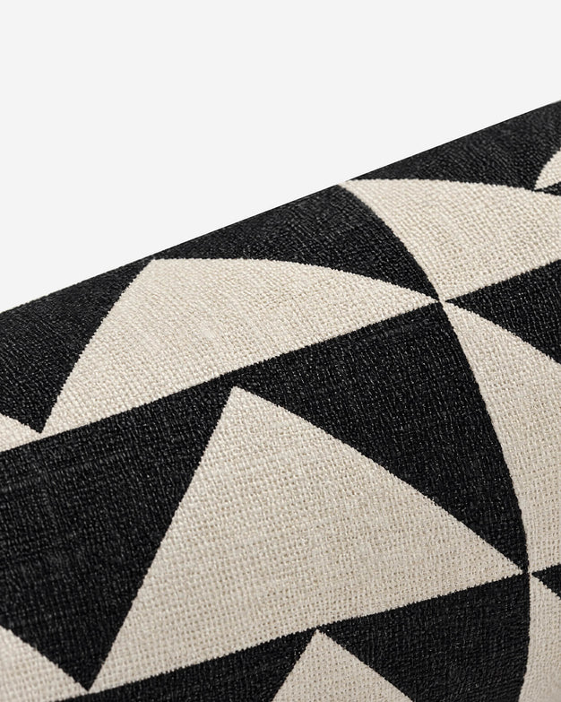 Triangle Grid Bolster Pillow Black - Ivory