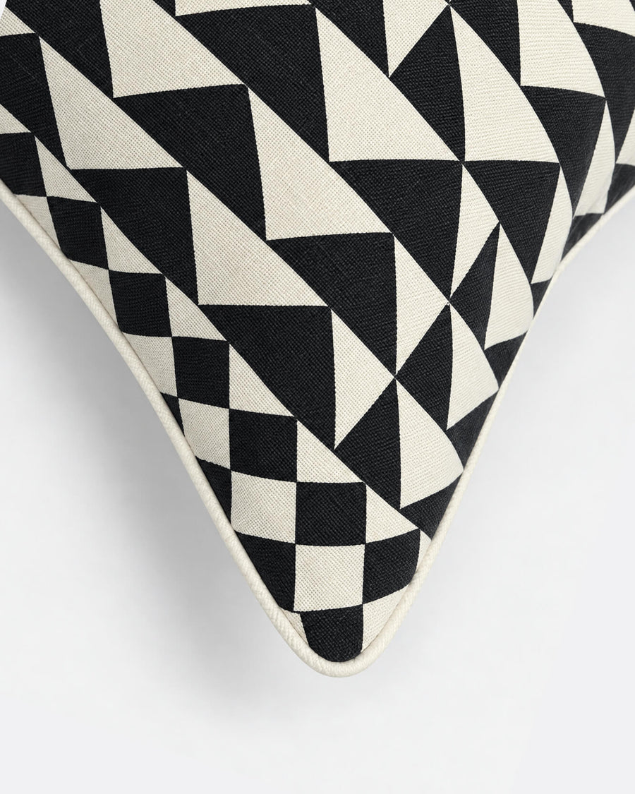 Triangle Grid Large Throw Pillow Black -  Ivory